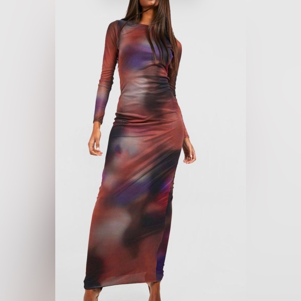 Boohoo Elegant Multicolor Long Sleeve Dress